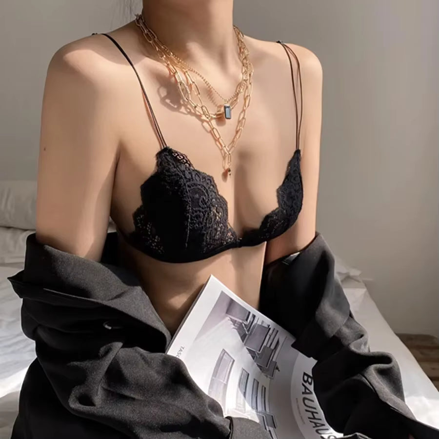 ¡Lo más sexy de 2025! Brasier triangular fino de encaje sexy.