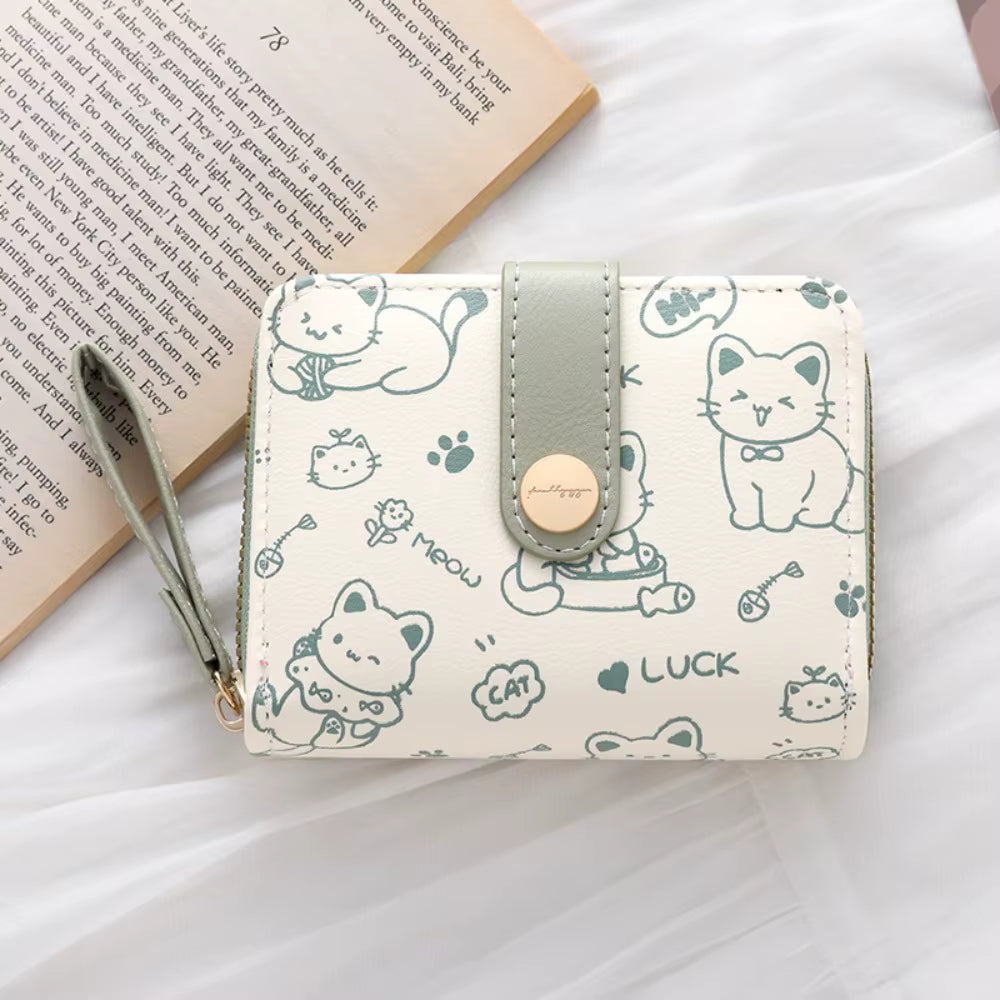 Cartera corta de gato bonito a la moda